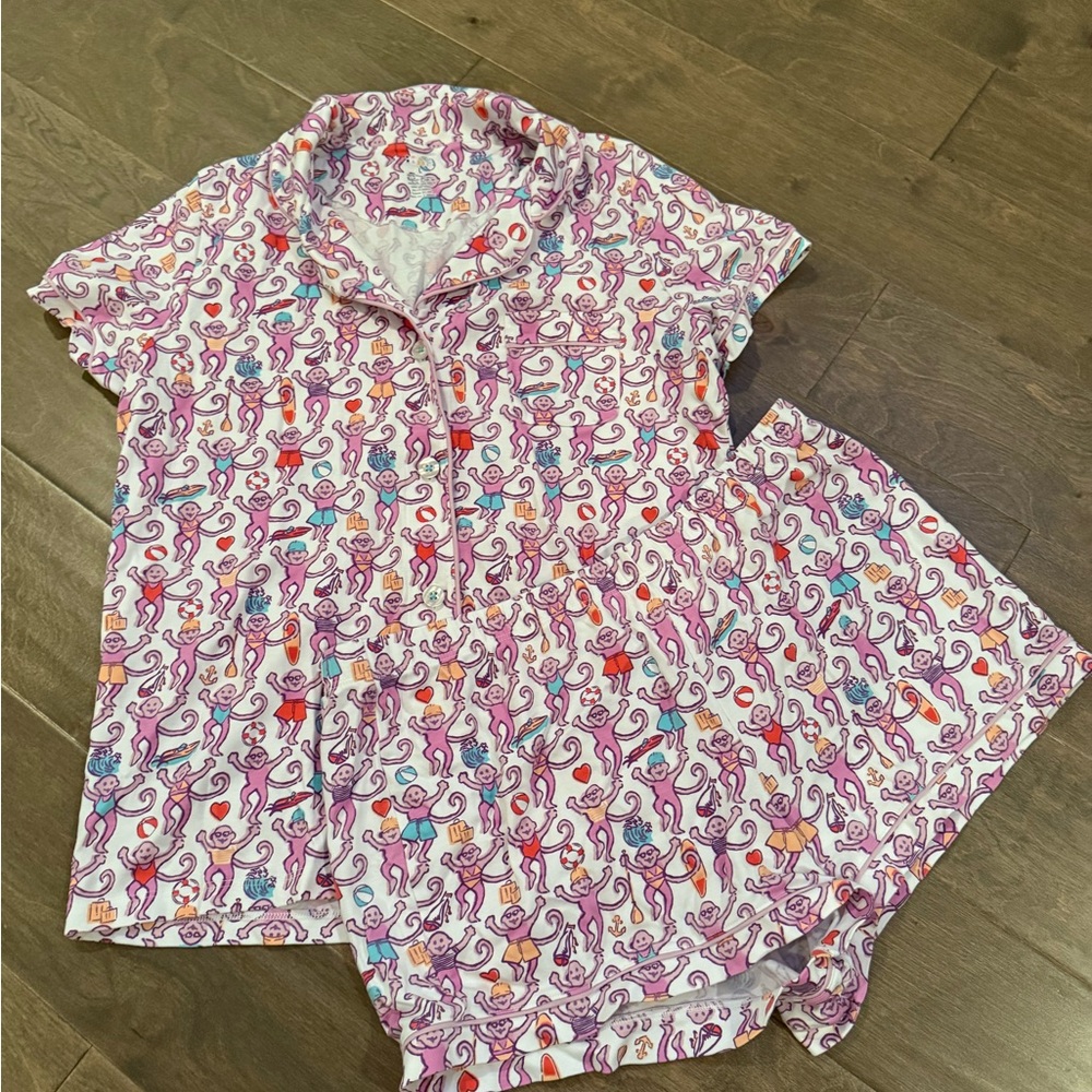 Roller Rabbit Lido Beach Monkey Print Pajama Set